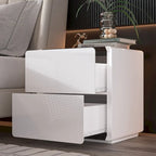 White High Gloss Nightstand with LED Lights - 2 Drawers