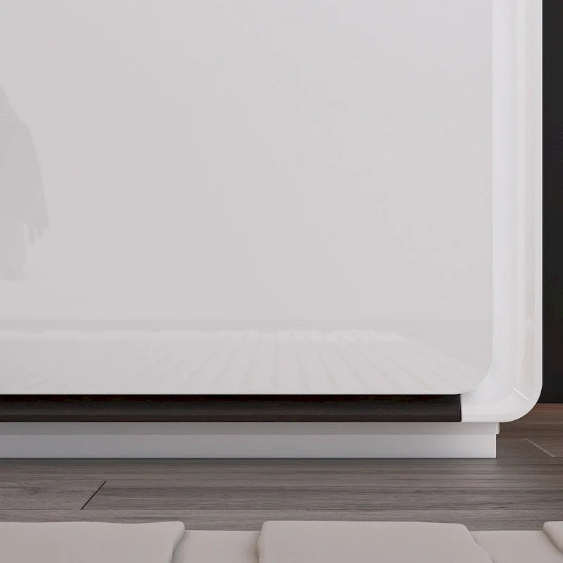 White High Gloss Nightstand with LED Lights - 2 Drawers