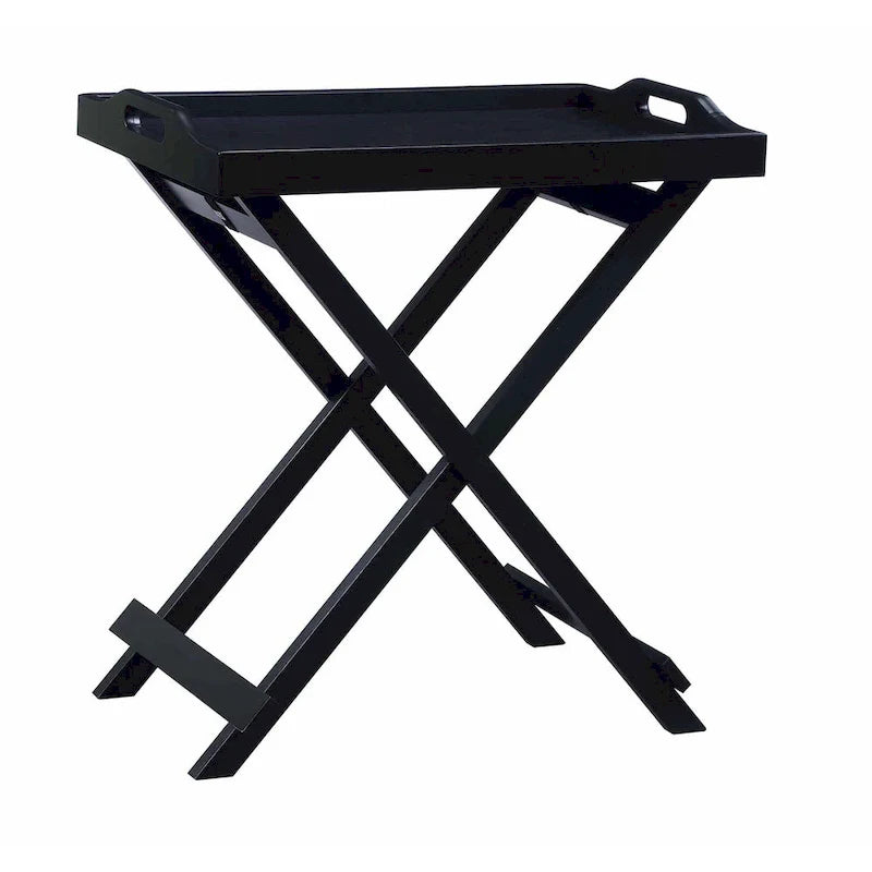 Black Folding Tray Table with Wood Legs