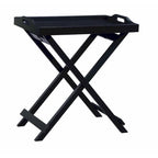 Black Folding Tray Table with Wood Legs