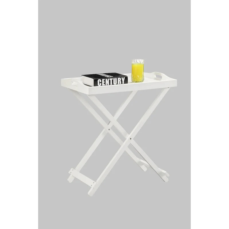 Black Folding Tray Table with Wood Legs