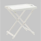 Black Folding Tray Table with Wood Legs