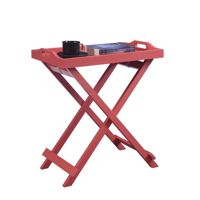 Black Folding Tray Table with Wood Legs