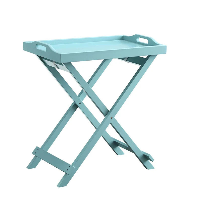 Black Folding Tray Table with Wood Legs