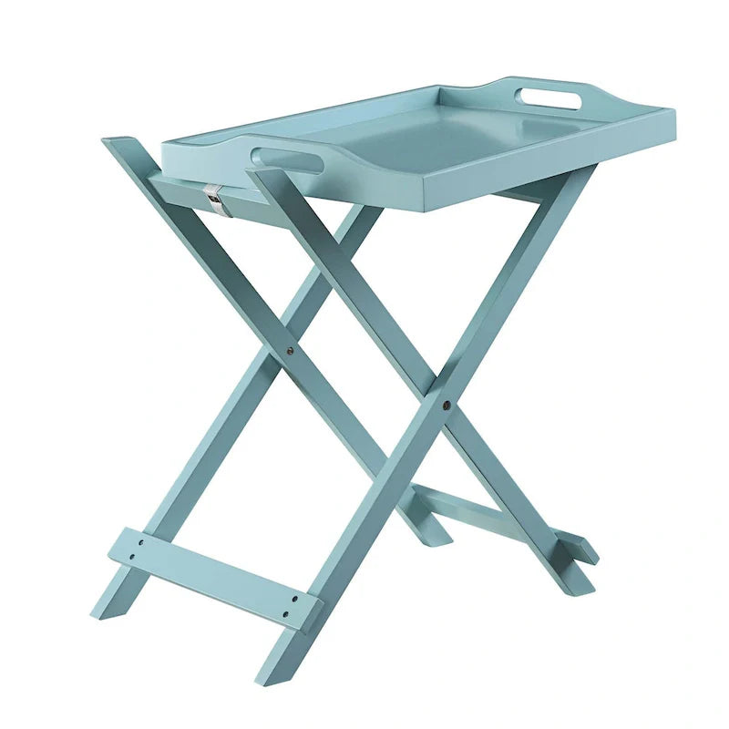 Black Folding Tray Table with Wood Legs