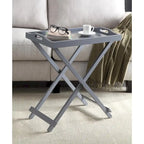 Black Folding Tray Table with Wood Legs