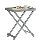 Black Folding Tray Table with Wood Legs