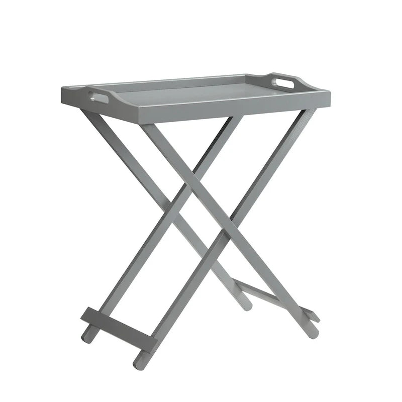 Black Folding Tray Table with Wood Legs