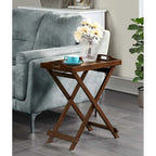 Black Folding Tray Table with Wood Legs