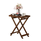 Black Folding Tray Table with Wood Legs