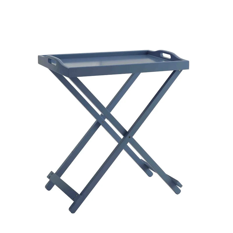Black Folding Tray Table with Wood Legs