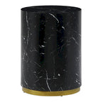 Black and Gold Round Side Table with Marble Top