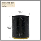 Black and Gold Round Side Table with Marble Top