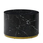 Black and Gold Round Side Table with Marble Top