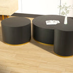 Black and Gold Round Side Table with Marble Top