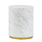 Black and Gold Round Side Table with Marble Top
