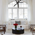 Black and Gold Round Side Table with Marble Top