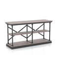 Black and Wood Console Table with 2 Shelves and Steel Frame