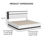 White High Gloss Platform Bed – Asymmetric Style, Sleeps 1-2