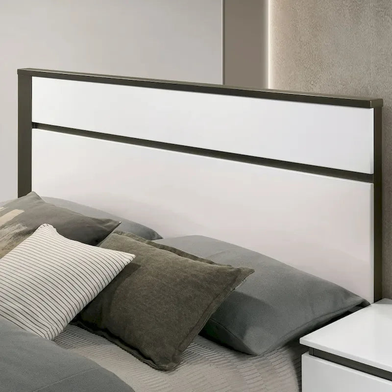 White High Gloss Platform Bed – Asymmetric Style, Sleeps 1-2