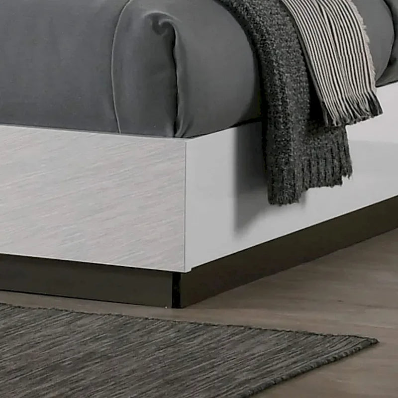 Contemporary Platform Bed - White High Gloss - Asymmetric Design