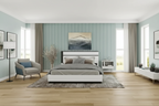 White High Gloss Platform Bed – Asymmetric Style, Sleeps 1-2