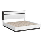 White High Gloss Platform Bed – Asymmetric Style, Sleeps 1-2