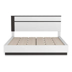 White High Gloss Platform Bed – Asymmetric Style, Sleeps 1-2