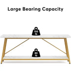 Rustic Brown Industrial Console Table with 2-Tier Storage