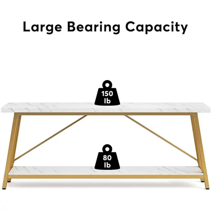 Rustic Brown Industrial Console Table with 2-Tier Storage