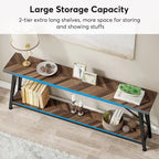 Rustic Brown Industrial Console Table with 2-Tier Storage