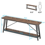 Rustic Brown Industrial Console Table with 2-Tier Storage