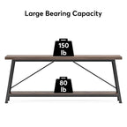 Rustic Brown Industrial Console Table with 2-Tier Storage