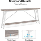 Rustic Brown Industrial Console Table with 2-Tier Storage