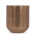 Aged Brass Hammered Aluminum Drum Side Table, 1-Piece