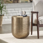 Ladd Handcrafted Boho Aluminum Drum Side Table by Christopher Knight Home - 15.00 L x 15.00 W x 17.50 H