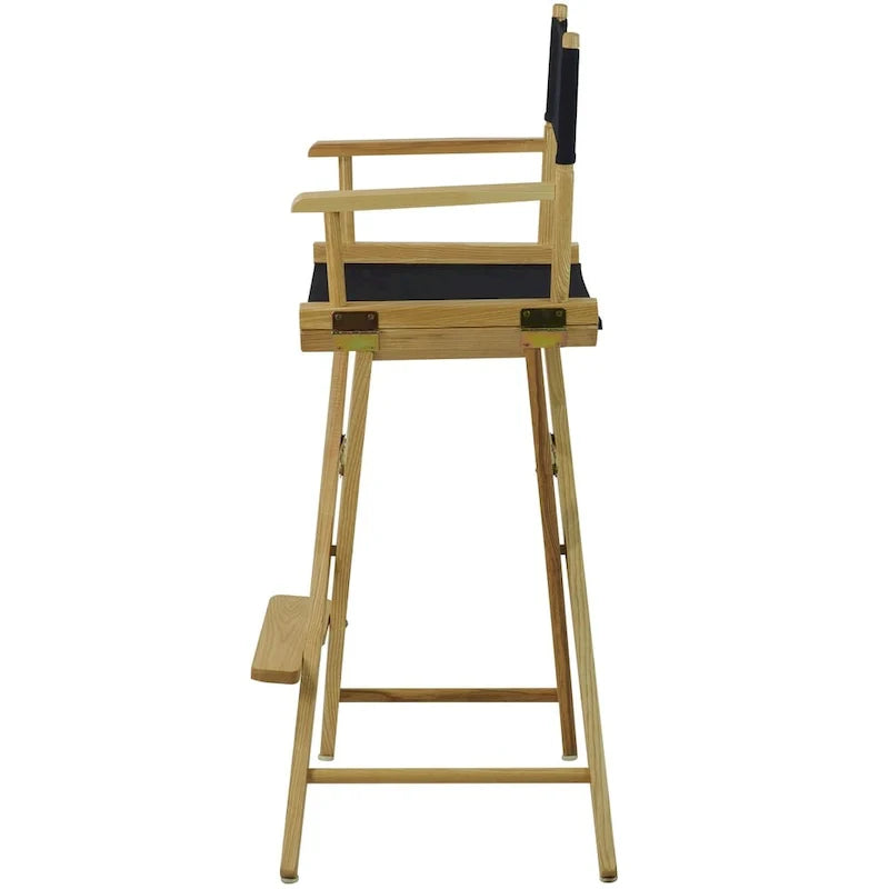 Folding Directors Chair - Oak Wood Bar Height with Canvas Seat