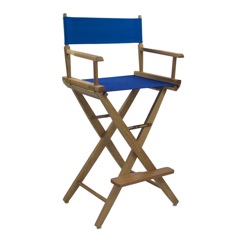 Folding Directors Chair - Oak Wood Bar Height with Canvas Seat