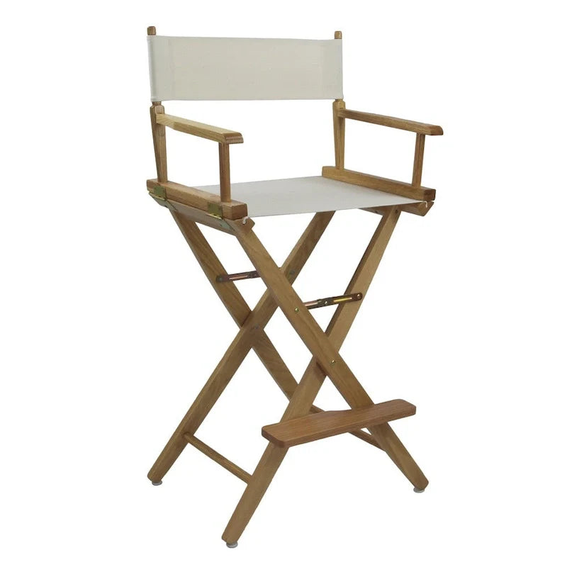 Folding Directors Chair - Oak Wood Bar Height with Canvas Seat
