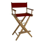 Folding Directors Chair - Oak Wood Bar Height with Canvas Seat