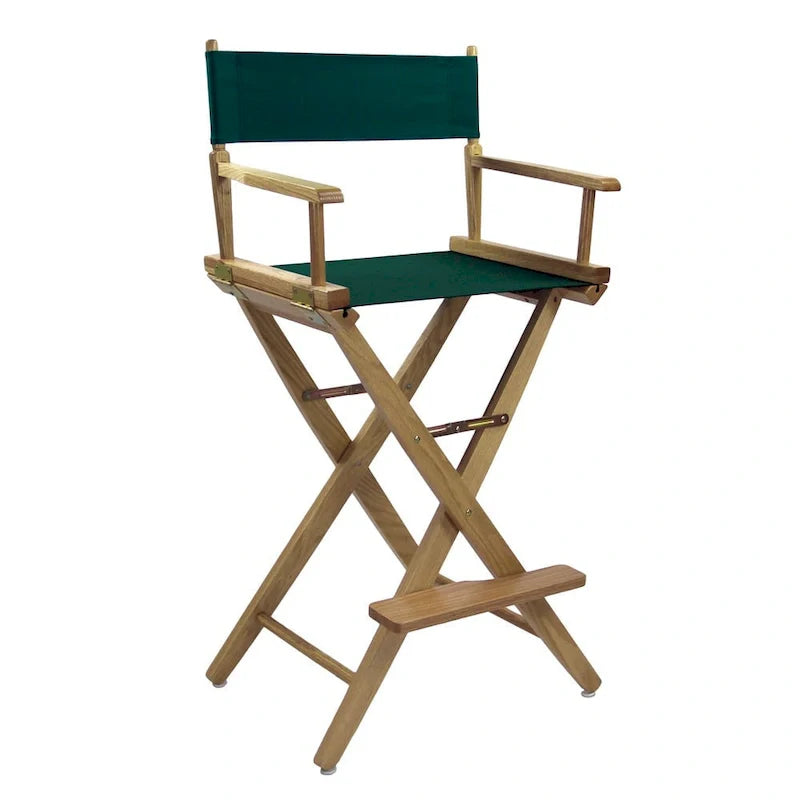 Folding Directors Chair - Oak Wood Bar Height with Canvas Seat