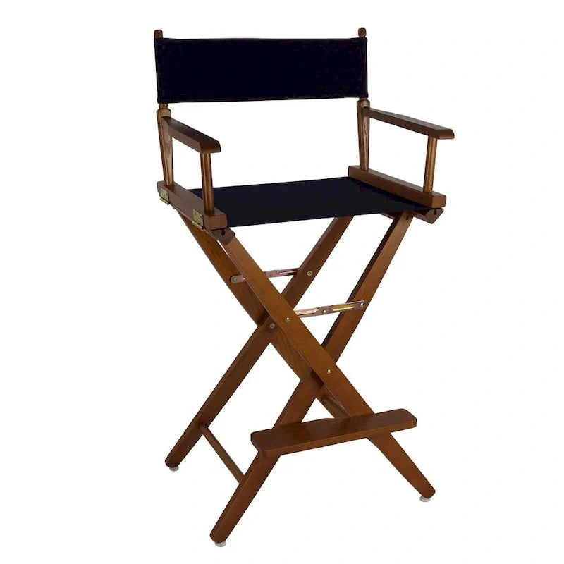 Folding Directors Chair - Oak Wood Bar Height with Canvas Seat