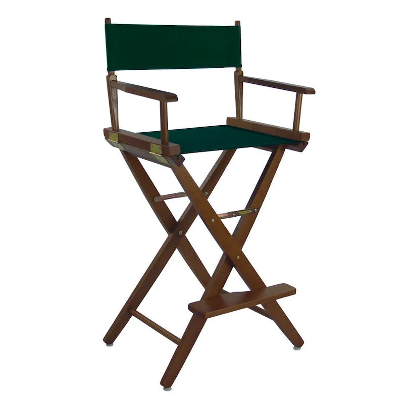 Folding Directors Chair - Oak Wood Bar Height with Canvas Seat