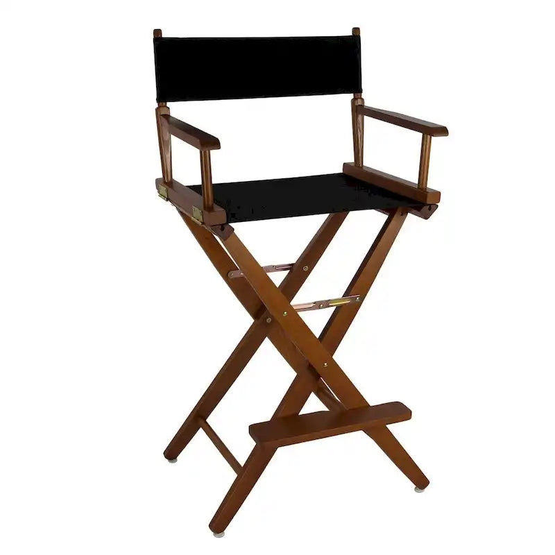 Folding Directors Chair - Oak Wood Bar Height with Canvas Seat