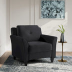 Tufted Microfiber Accent Chair - Single Seat with Curved Arms