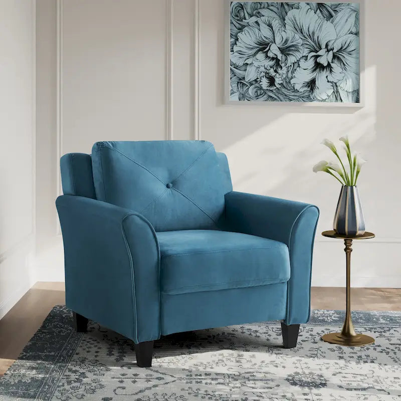 Tufted Microfiber Accent Chair - Single Seat with Curved Arms