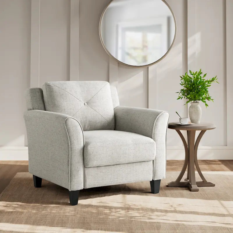 Tufted Microfiber Accent Chair - Single Seat with Curved Arms