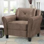 Tufted Microfiber Accent Chair - Single Seat with Curved Arms