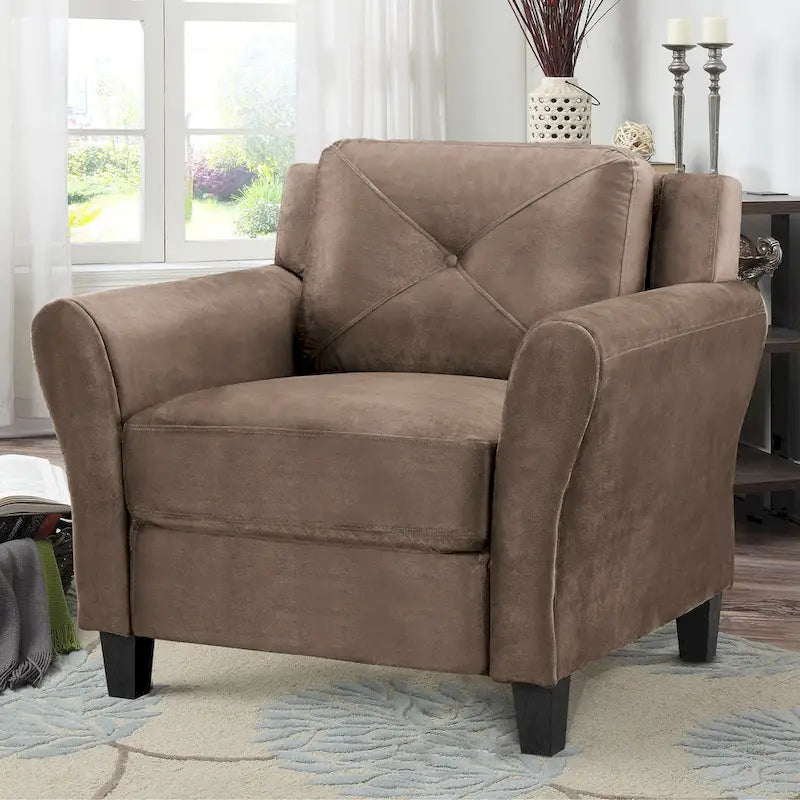 Tufted Microfiber Accent Chair - Single Seat with Curved Arms