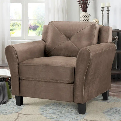 Black / Brown / Grey / Blue / Beige Tufted Accent Chair – Single Seat, Curved Arms